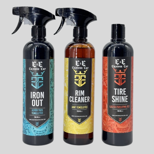E&E Custom Car Iron Out 700 ml, Rim Cleaner 700 ml, Tire Shine 700 ml
