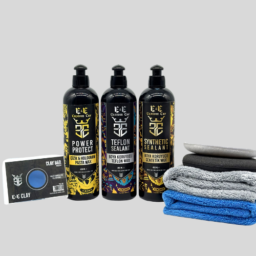 E&E Custom Car Çizik ve Hologram Pasta Wax 400 ml , Boya Koruyucu Teflon Wax 400 ml , Sentetik Wax 400 ml, Clay Bar 200 gr