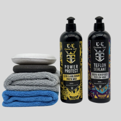 E&E Custom Car Çizik ve Hologram Pasta Wax 400 ml ve Boya Koruyucu Teflon Wax 400 ml (2 adet ped ve 2 adet mikrofiber bez ile)