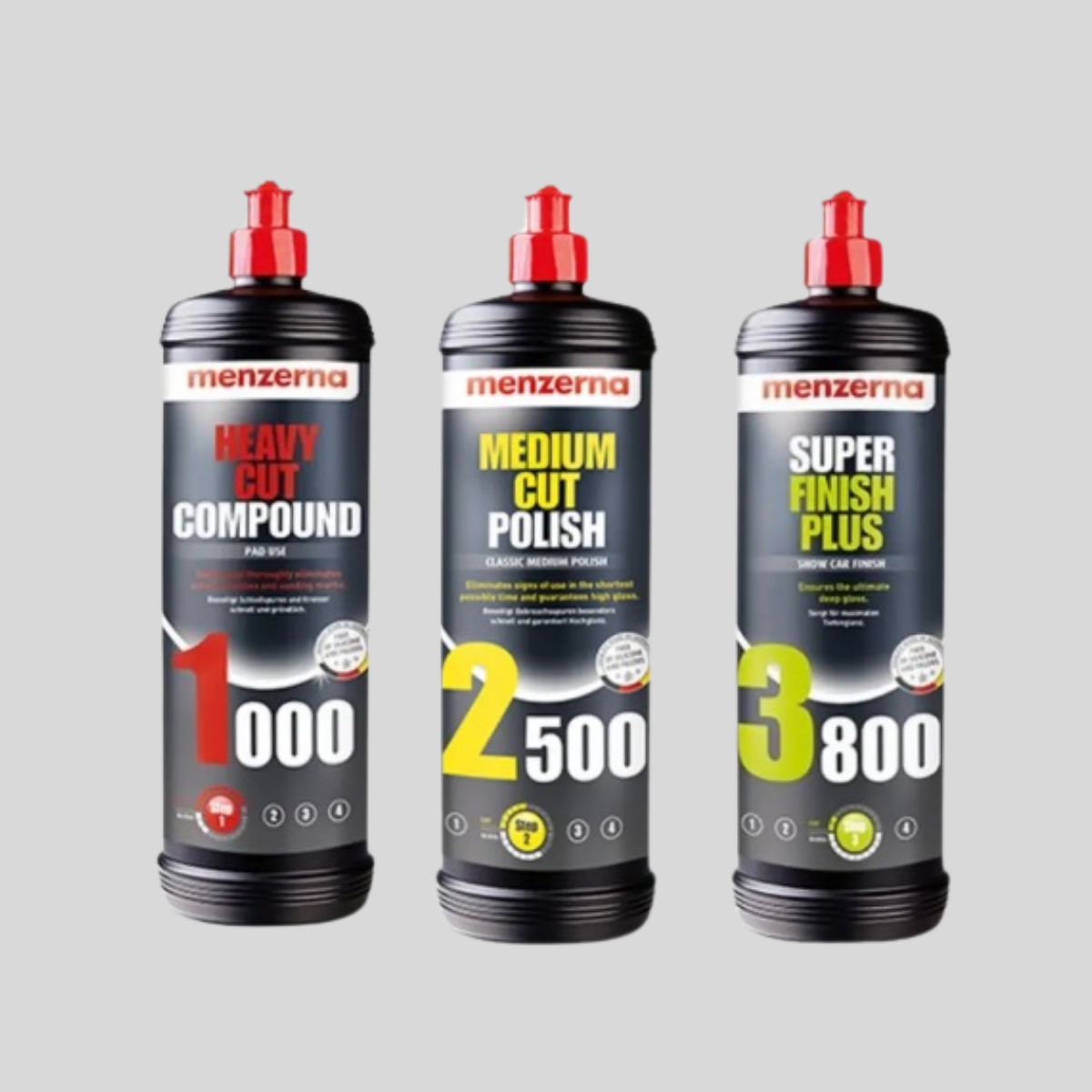 Menzerna 1000-2500-3800 Kalın Pasta Hare Cila Set 1 lt