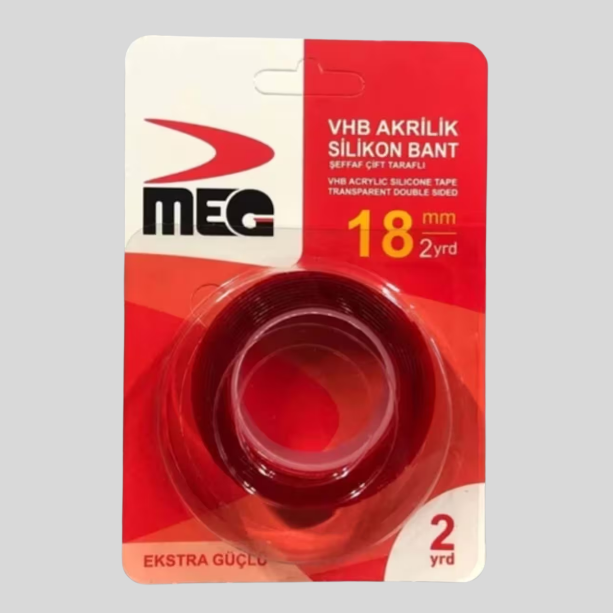 Meg Silikonlu Çift Taraflı Bant 18 mm x 2 m